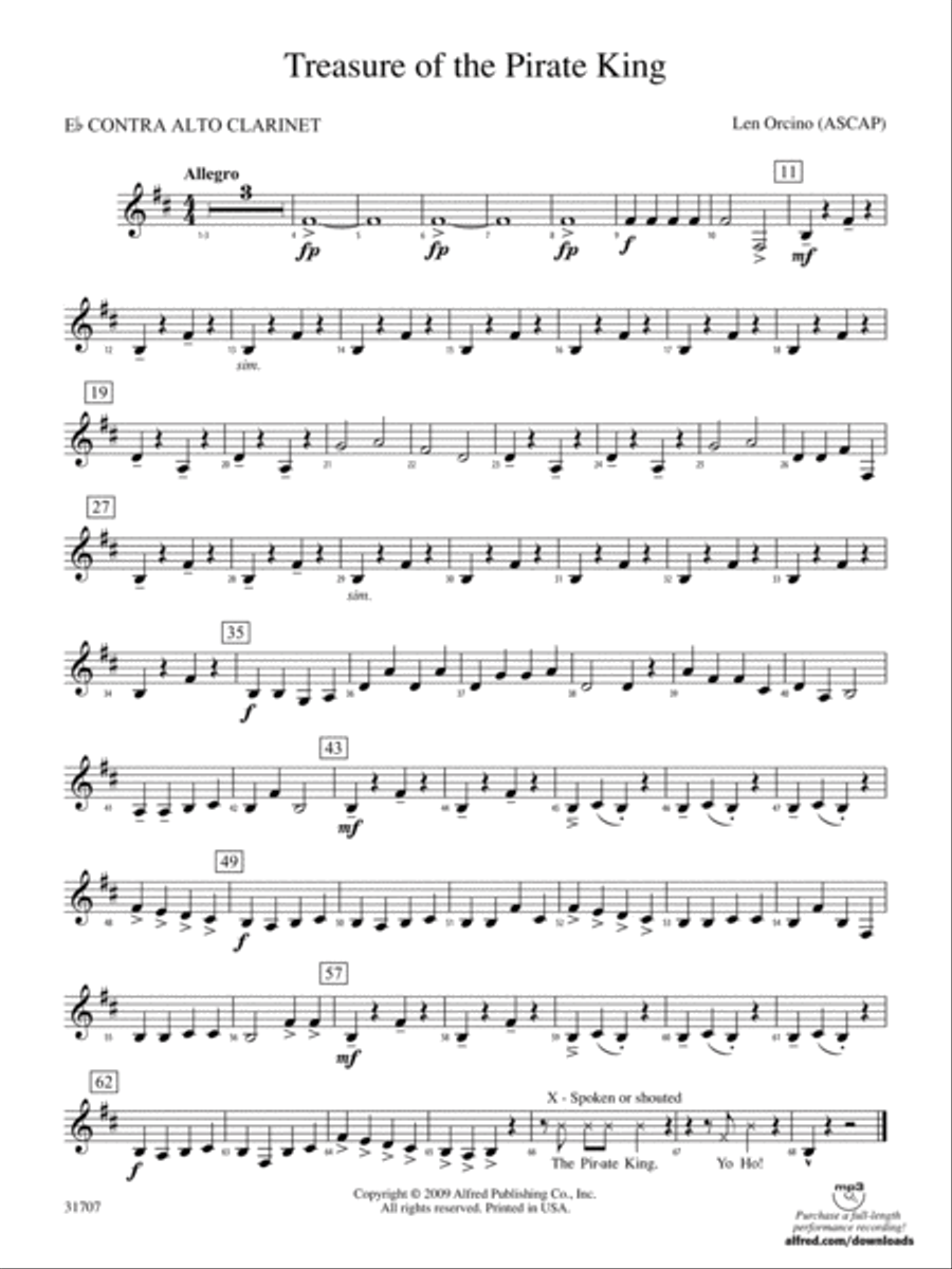 Treasure of the Pirate King: (World Part) E-flat Contrabass Clarinet Concert Band scores gallery preview page 1