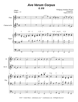 Ave Verum Corpus (Duet for Flute and Bb-Clarinet - Organ Accompaniment)