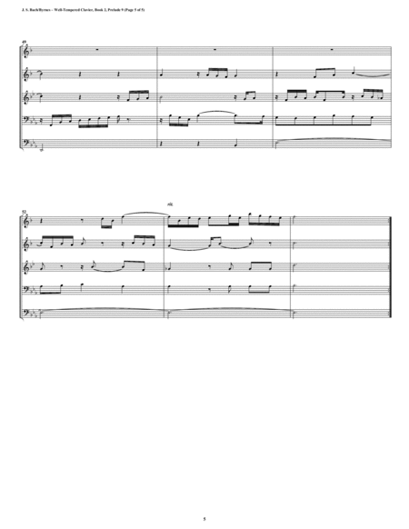 Prelude 09 from Well-Tempered Clavier, Book 2 (Conical Brass Quintet) image number null