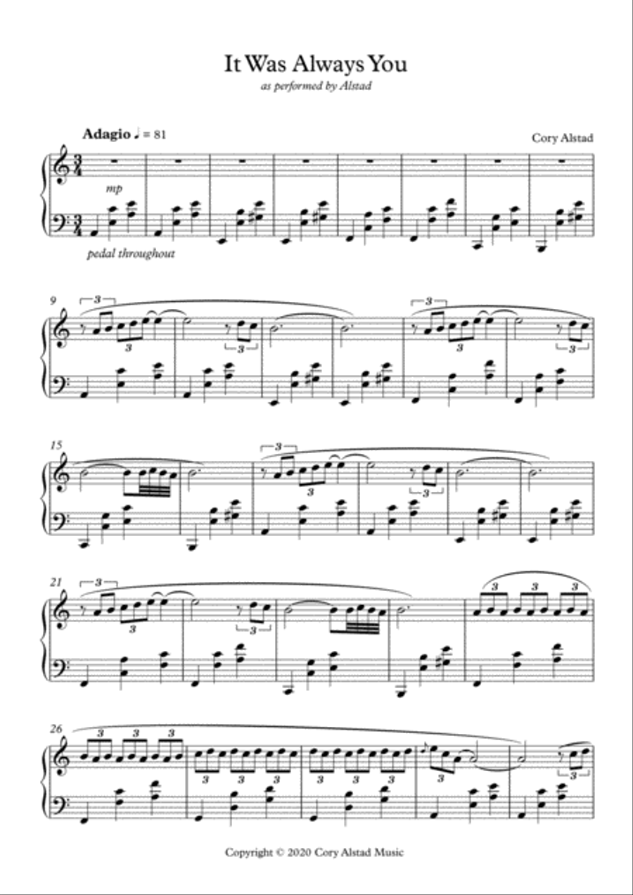 It Was Always You It Was Always You Piano Solo scores gallery preview page 1