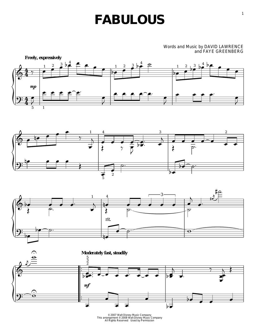 Fabulous Piano Solo scores gallery preview page 1