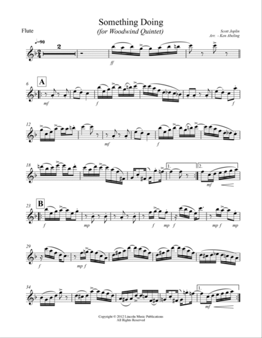 Joplin - “Something Doing” (for Woodwind Quintet) Woodwind Quintet scores gallery preview page 6