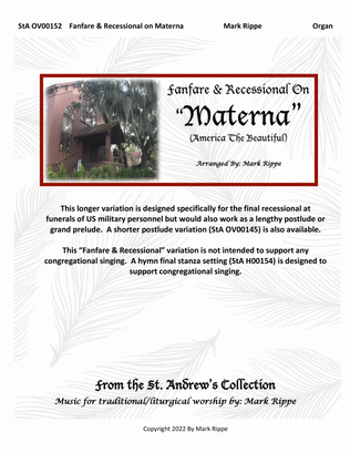 Book cover for Fanfare & Recessional on "Materna" (America The Beautiful) StA OV00152