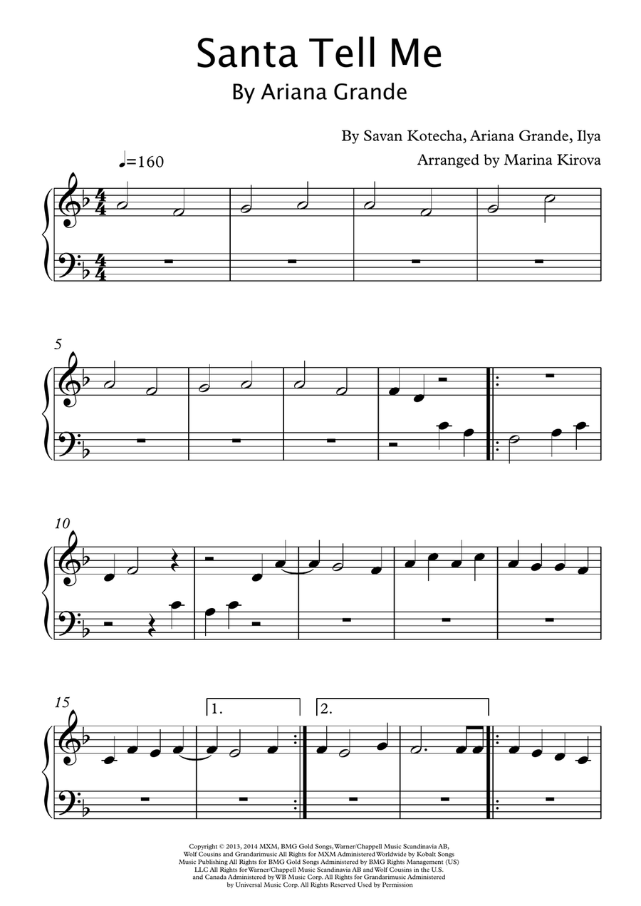 Santa Tell Me Easy Piano scores gallery preview page 1