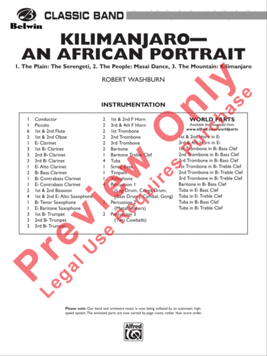 Kilimanjaro: An African Portrait Concert Band scores gallery preview page 2