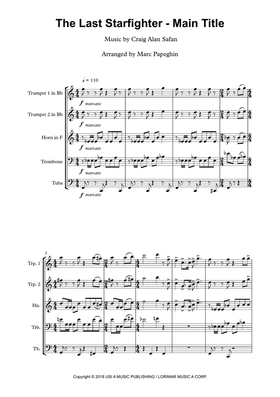 The Last Starfighter The Last Starfighter Brass Ensemble scores gallery preview page 2
