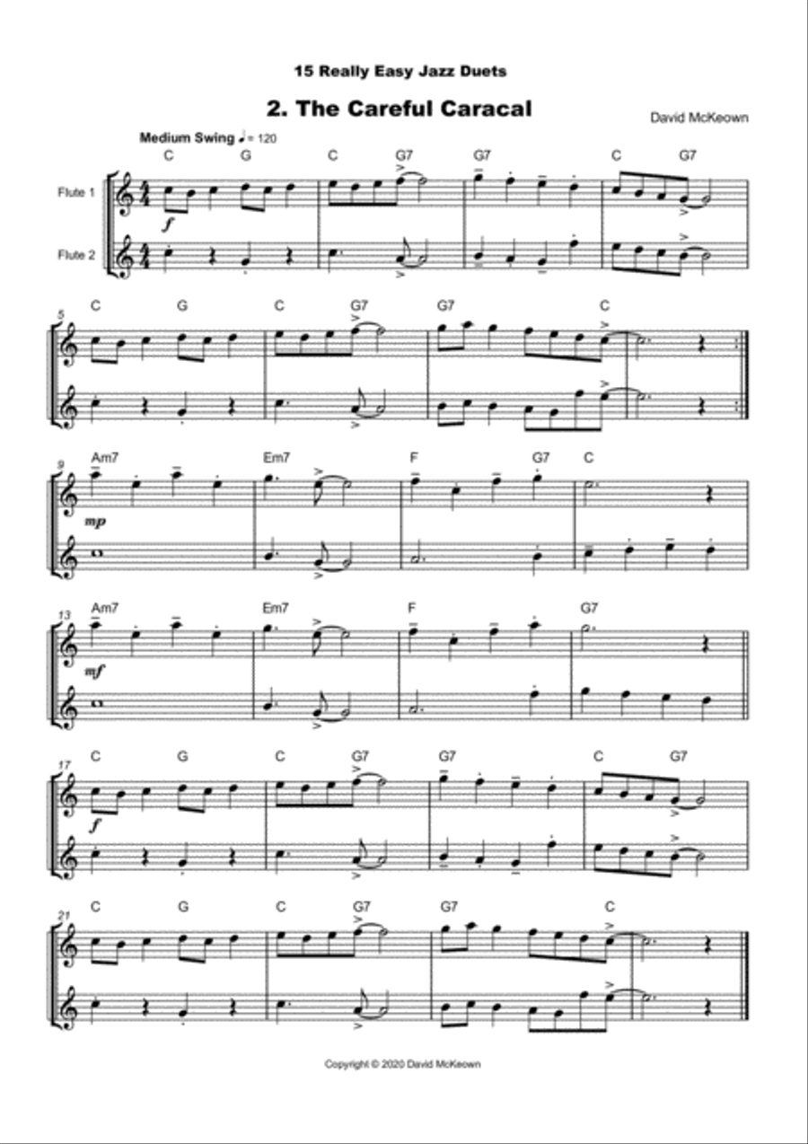 15 Really Easy Jazz Duets for Flute Duet Flute Duet scores gallery preview page 3