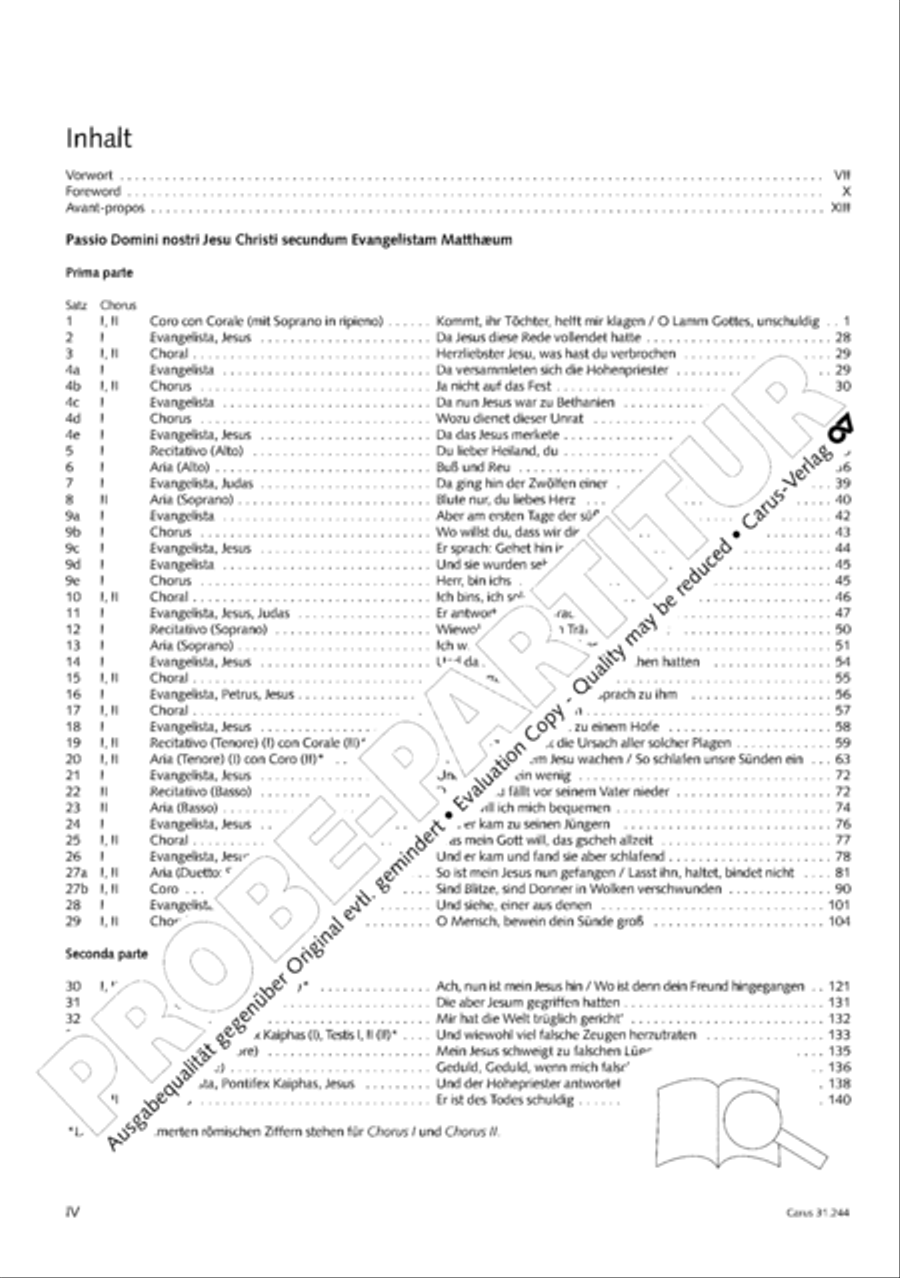 St. Matthew Passion (Matthaus-Passion) 4-Part scores gallery preview page 5