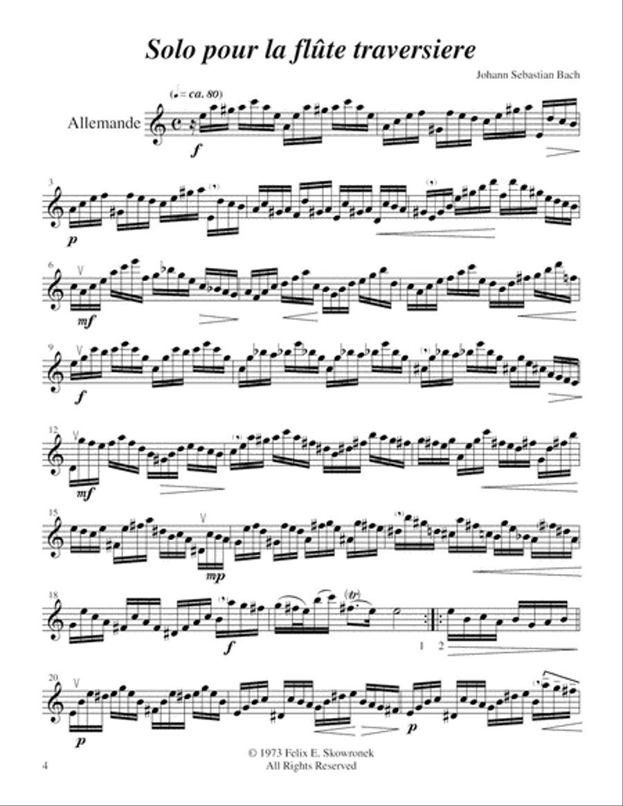 Sonata in A Minor for Flute (unaccompanied) Woodwind Duet scores gallery preview page 4