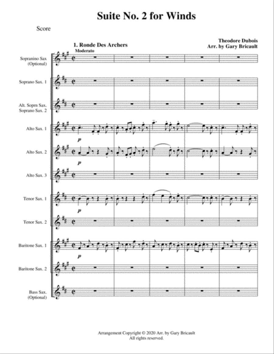 Suite No. 2 for Winds Woodwind Ensemble scores gallery preview page 1