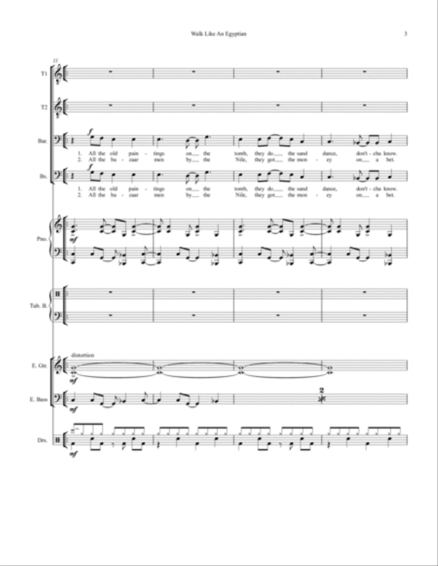 Walk Like An Egyptian Small Ensemble scores gallery preview page 3