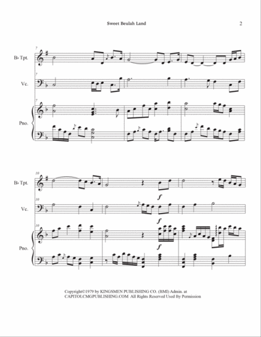 Sweet Beulah Land Trumpet scores gallery preview page 6