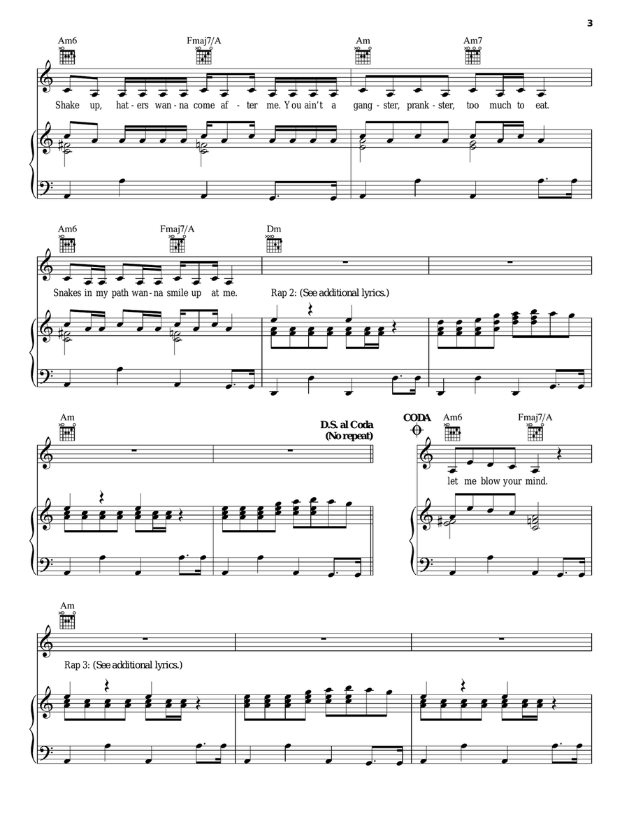 Let Me Blow Ya Mind Let Me Blow Ya Mind Piano, Vocal, Guitar scores gallery preview page 3
