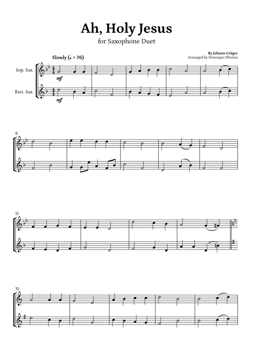Ah, Holy Jesus (Saxophone Duet) - Easter Hymn image number null