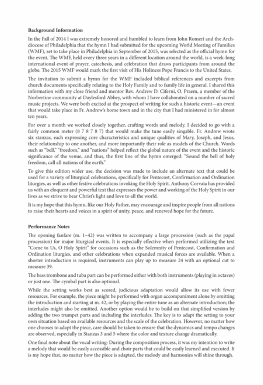 Sound the Bell of Holy Freedom: Come to Us, O Holy Spirit 4-Part scores gallery preview page 2
