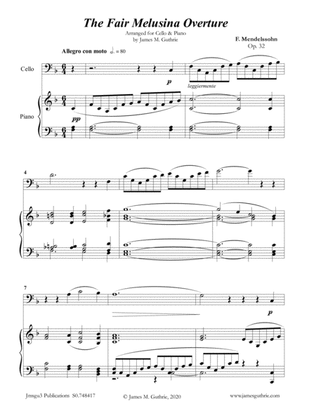 Book cover for Mendelssohn: The Fair Melusina Overture, Op. 32 for Cello & Piano