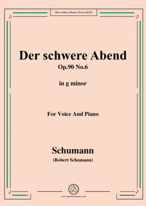 Book cover for Schumann-Der schwere Abend,Op.90 No.6,in g minor,for Voice&Piano