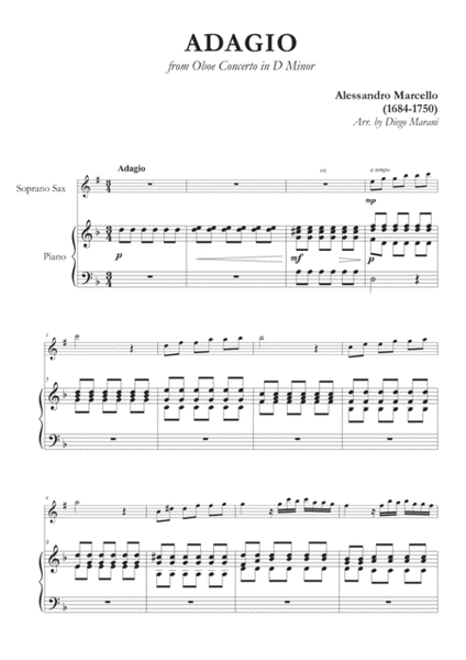 Marcello's Adagio for Soprano Saxophone and Piano image number null