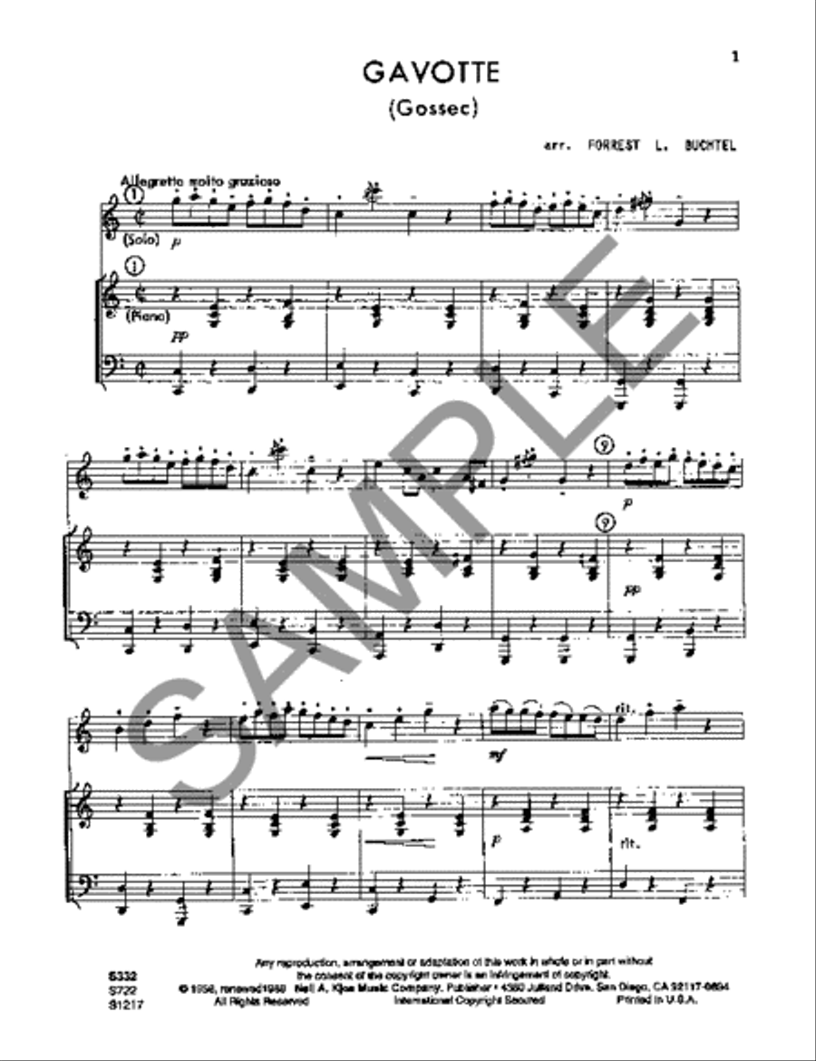 Gavotte Clarinet Solo scores gallery preview page 2