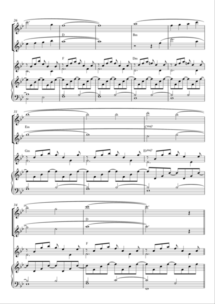 Instrumental Interlude 2'48 for 2 flutes, guitar and/or piano by Simon Peberdy Small Ensemble scores gallery preview page 4