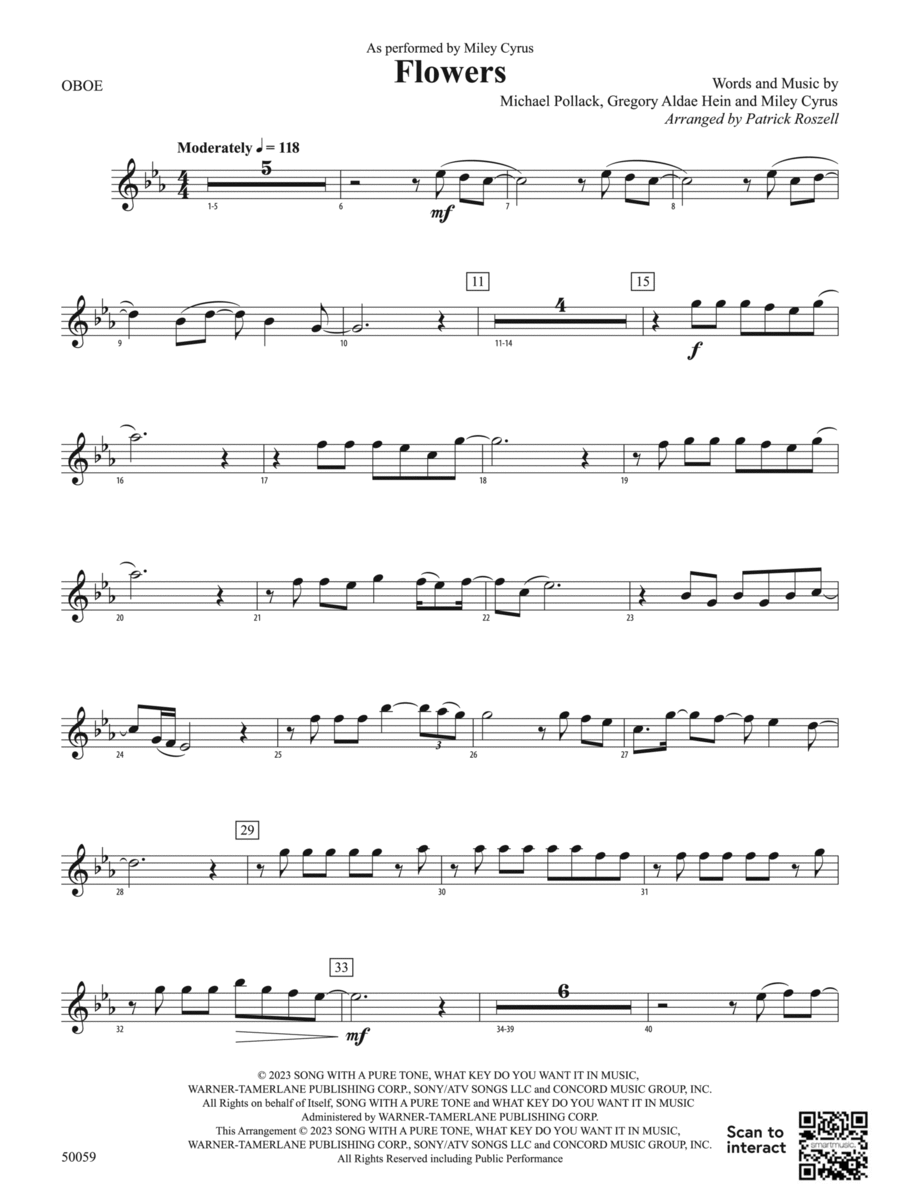 Flowers: Oboe Concert Band scores gallery preview page 1