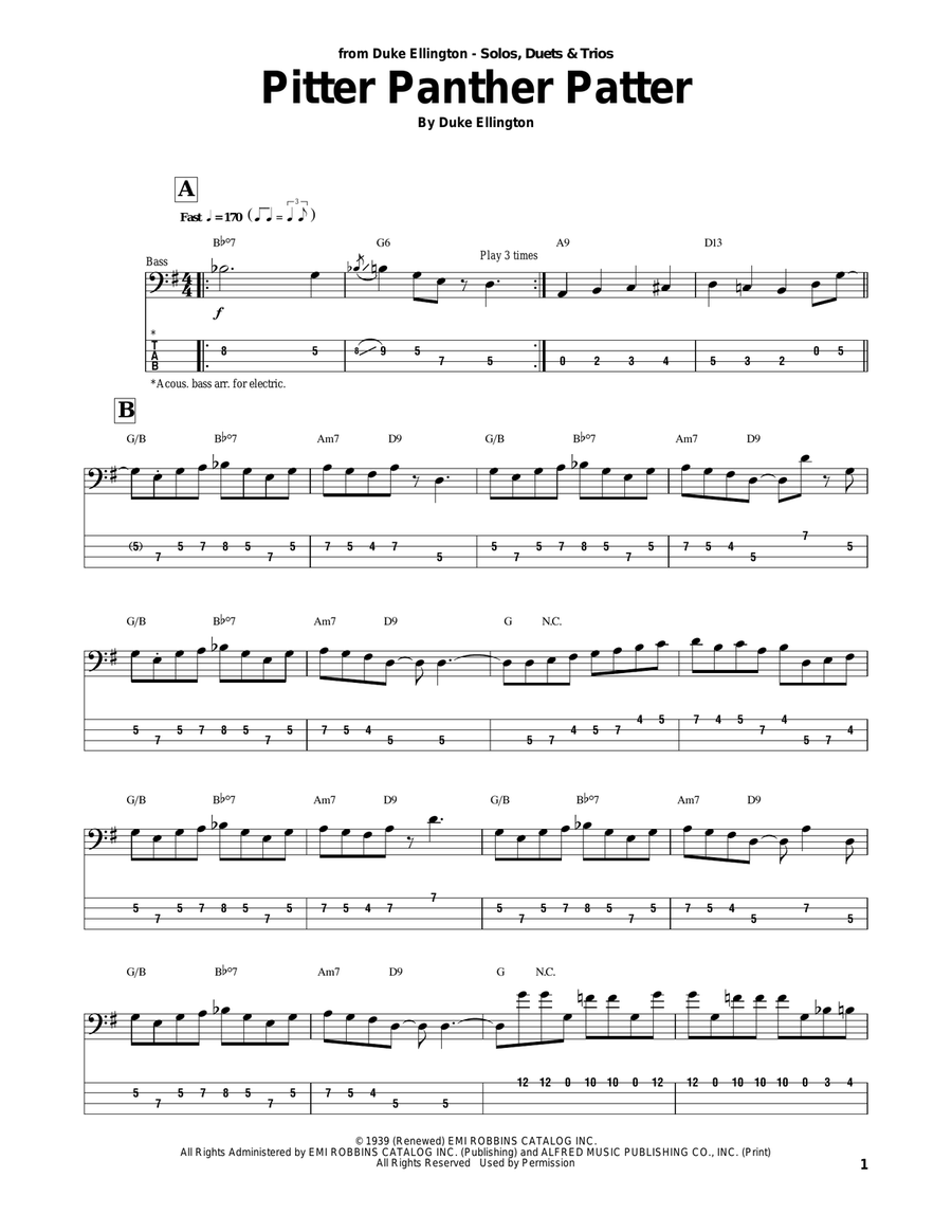 Pitter Panther Patter Pitter Panther Patter Electric Guitar scores gallery preview page 1