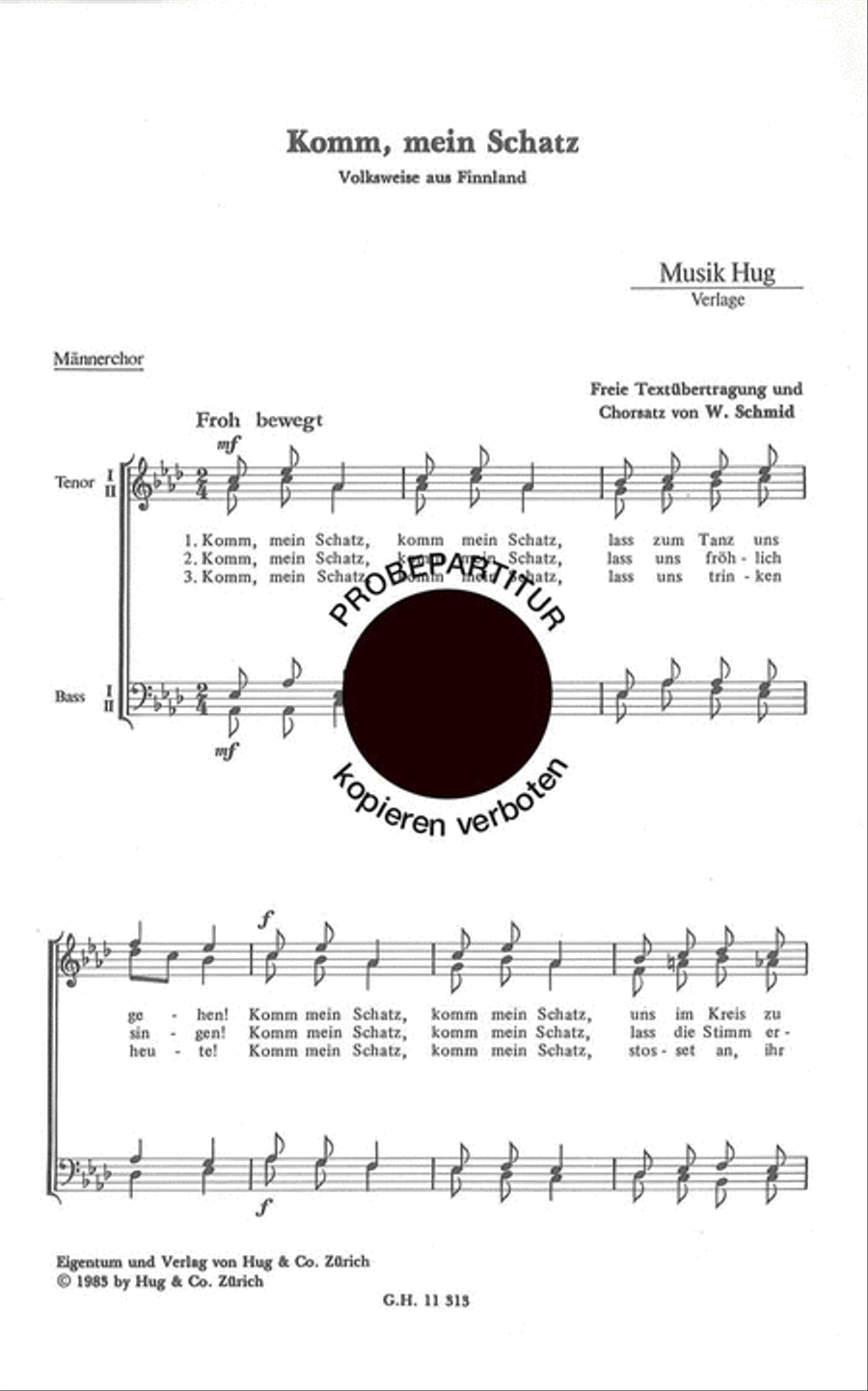 Komm mein Schatz Men's Choir scores gallery preview page 1