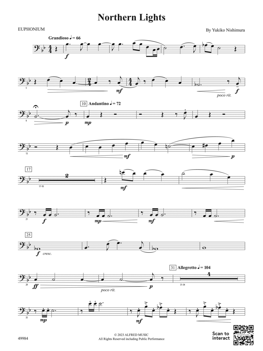 Northern Lights: Baritone B.C. Concert Band scores gallery preview page 1