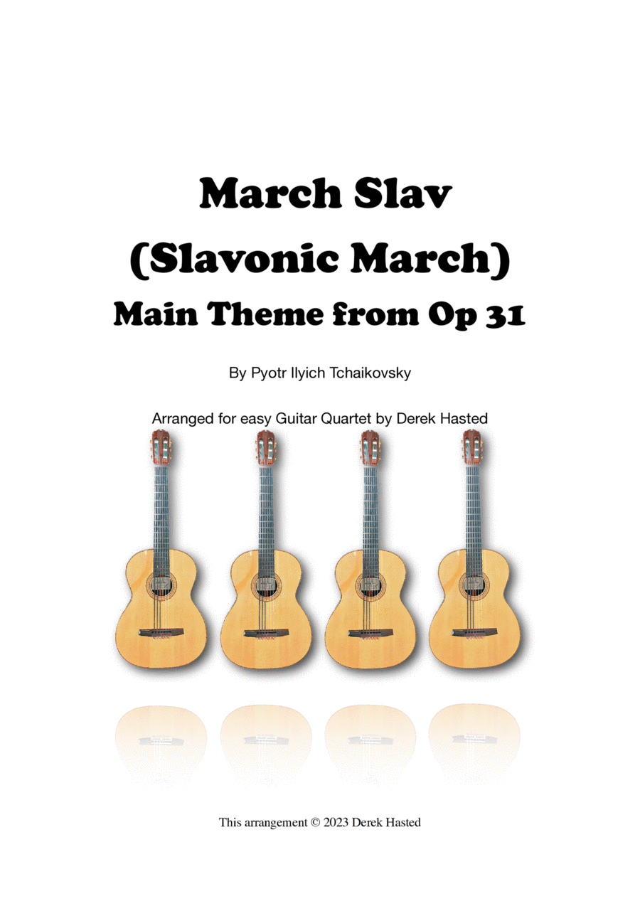 March Slav (Tchaikovsky) - Main Theme for 4 guitars/large ensemble Large Ensemble scores gallery preview page 1