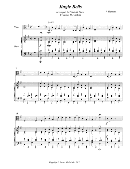 Jingle Bells for Viola & Piano image number null