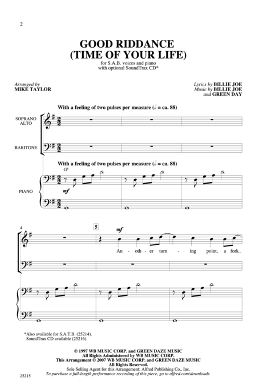 Good Riddance (Time of Your Life) 3-Part scores gallery preview page 2