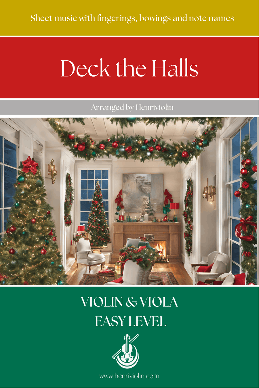 Deck the Halls (VIOLIN AND VIOLA - EASY LEVEL) String Duet scores gallery preview page 1