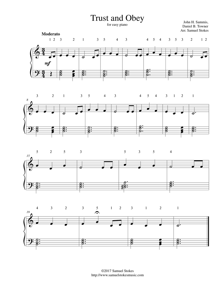 Trust and Obey - for easy piano Easy Piano scores gallery preview page 1