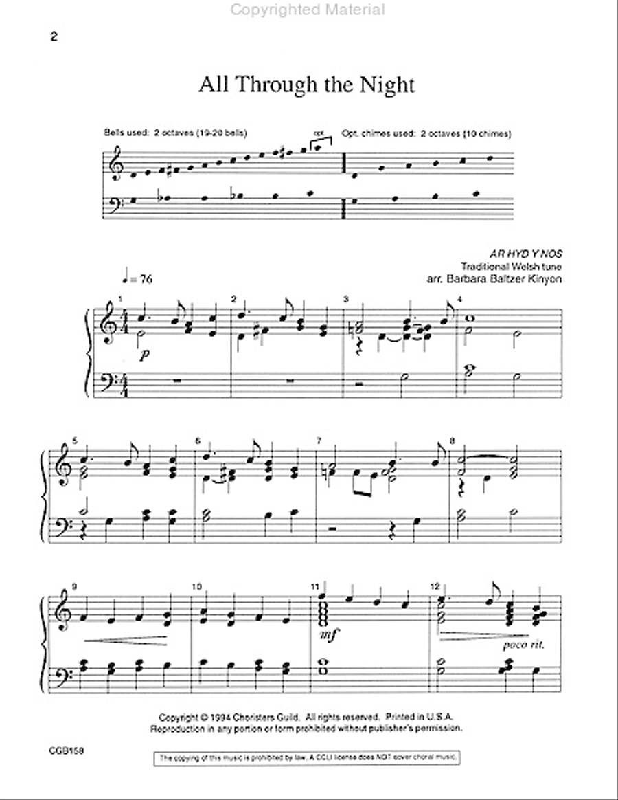 All Through the Night Handbell Choir scores gallery preview page 2