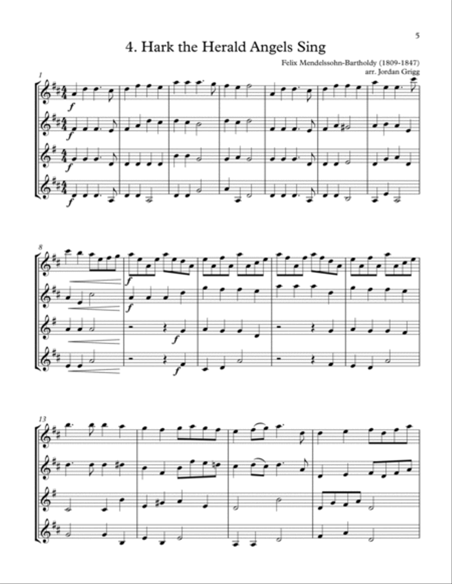 14 Christmas Carols (arranged for Sax Quartet AATB) Saxophone Solo scores gallery preview page 5