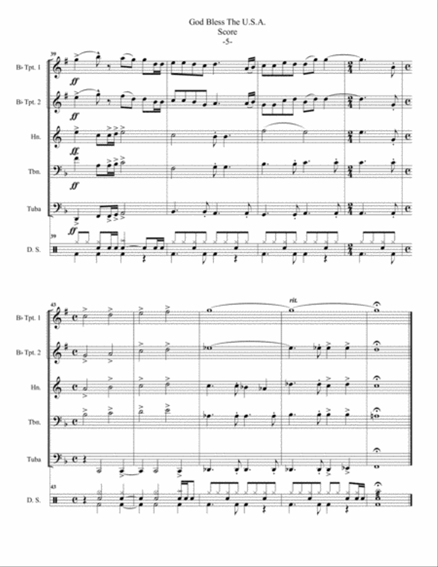 God Bless The U.S.A. Brass Ensemble scores gallery preview page 5