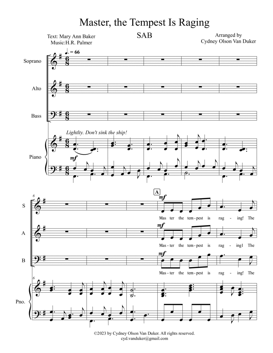 Master, the Tempest is Raging! 3-Part scores gallery preview page 1