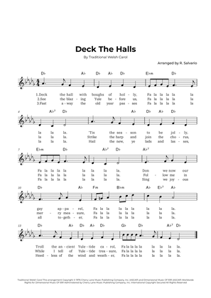 Deck The Halls (Key of D-Flat Major)