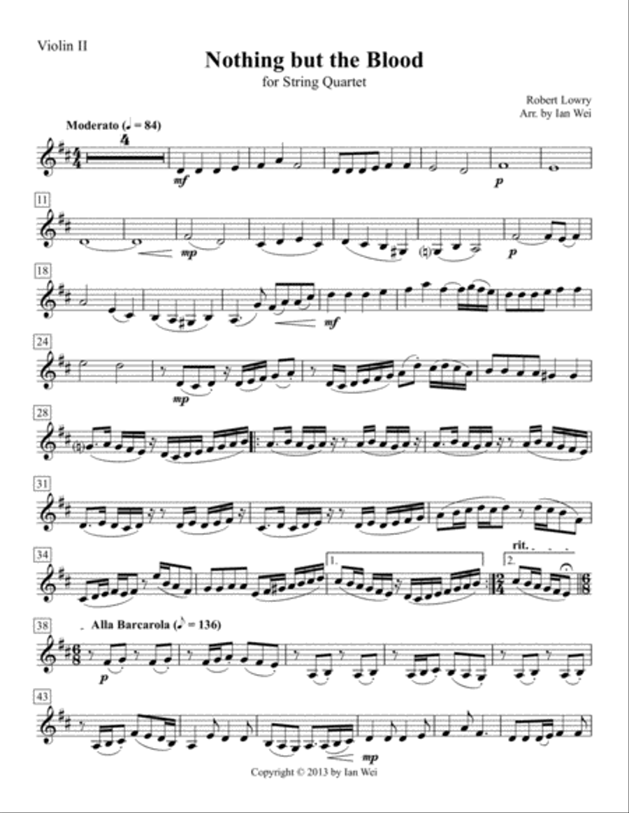 Nothing but the Blood for String Quartet String Quartet scores gallery preview page 3