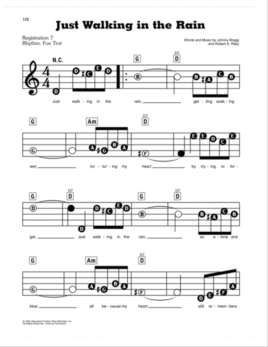 Just Walking In The Rain Electronic Keyboard scores gallery preview page 1