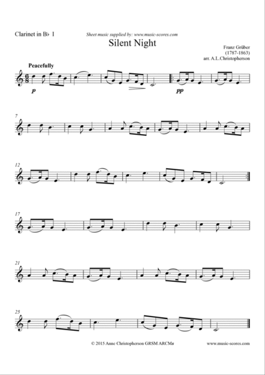Silent Night - Clarinet quintet - Bb major Clarinet Quintet scores gallery preview page 4