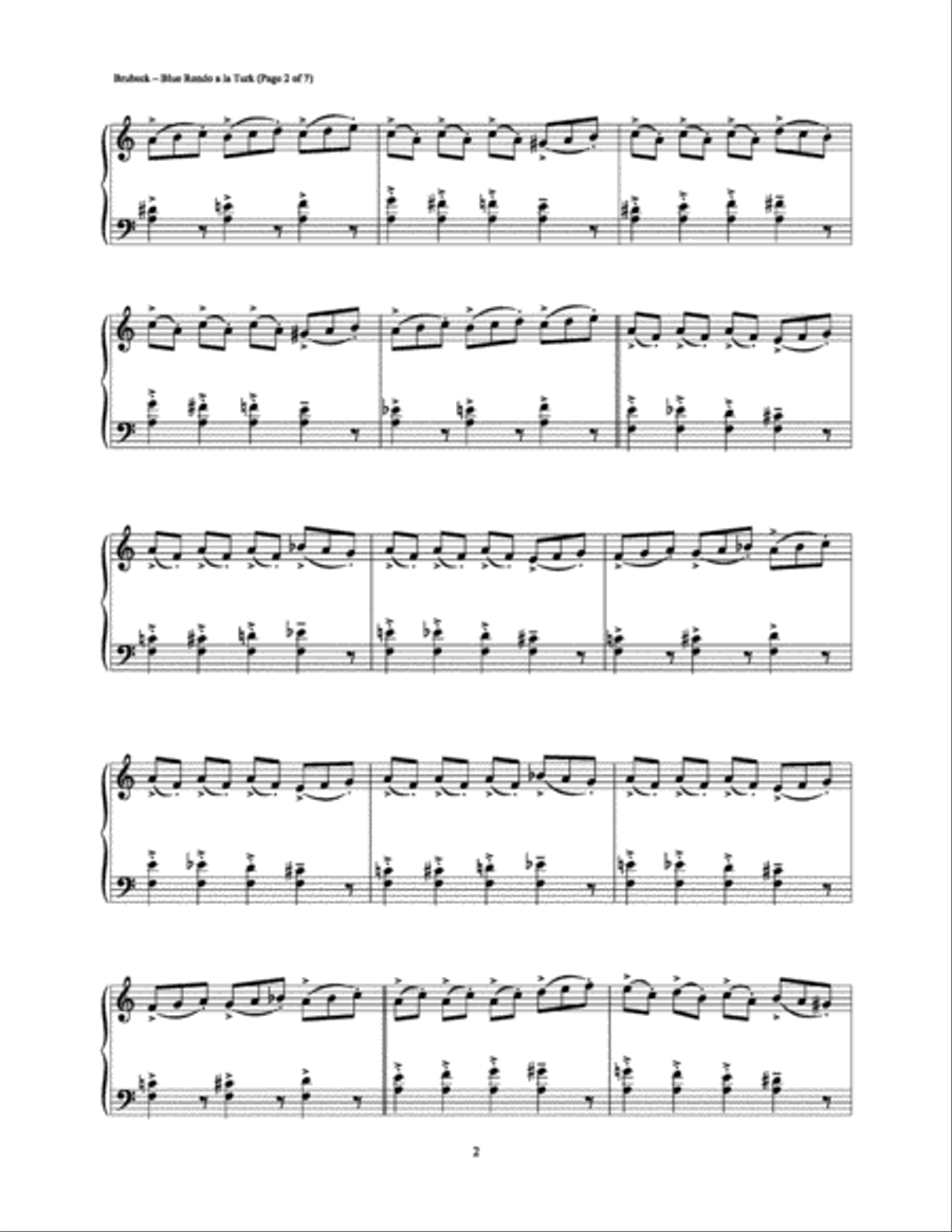 Blue Rondo a la Turk Piano Solo scores gallery preview page 2