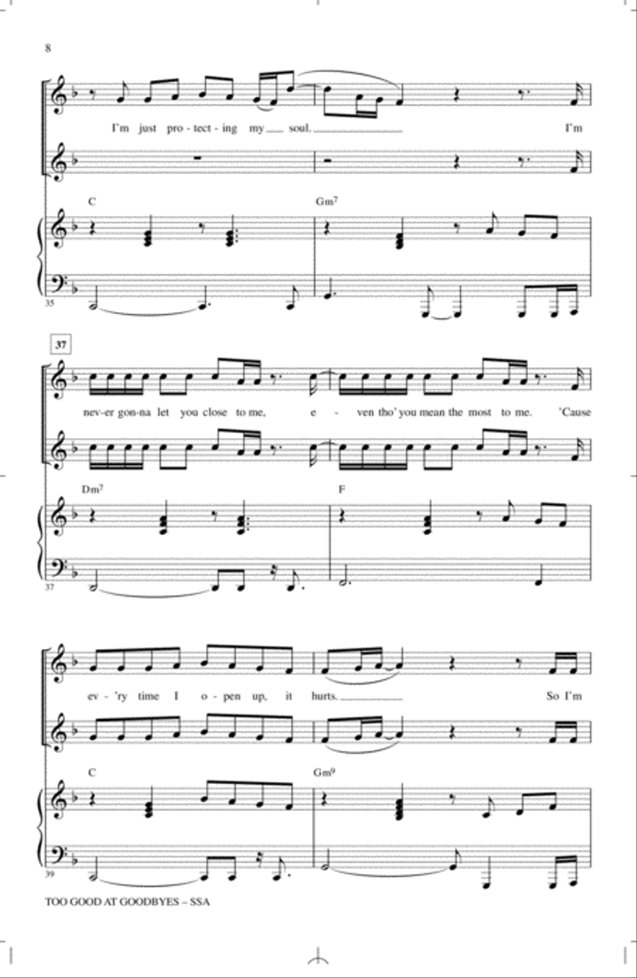 Too Good At Goodbyes SSA scores gallery preview page 7
