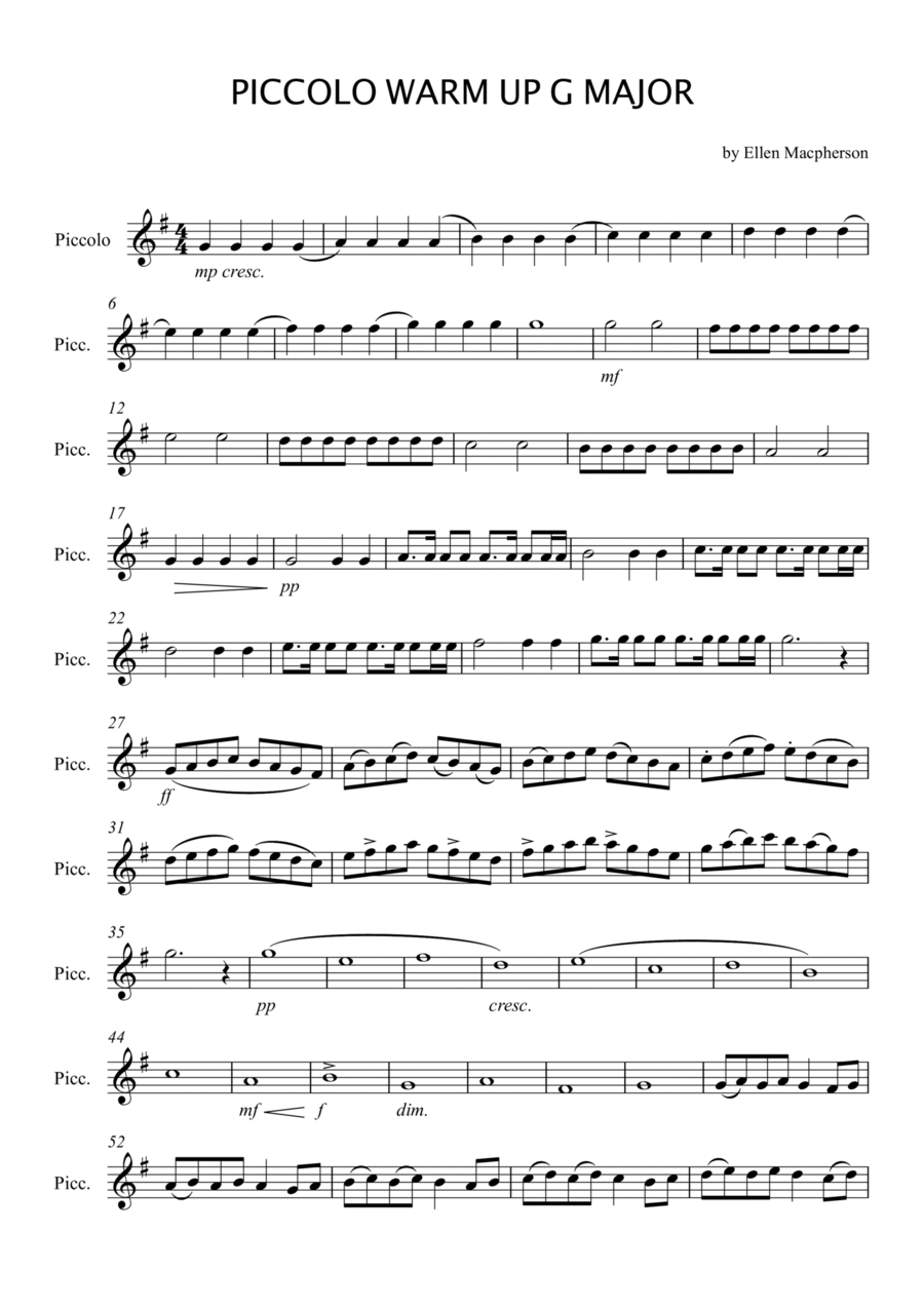 PICCOLO WARM UP - G MAJOR Piccolo scores gallery preview page 1