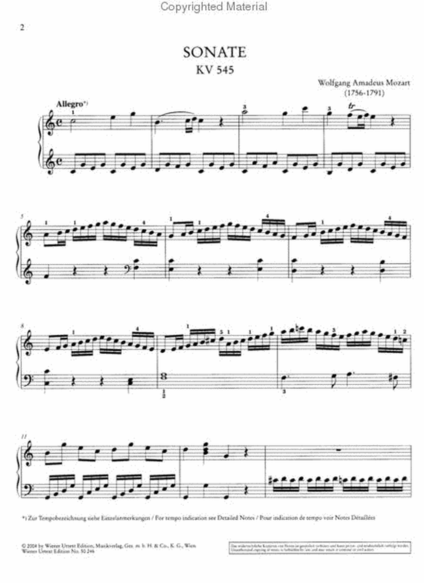 Piano Sonata in C major, K 545