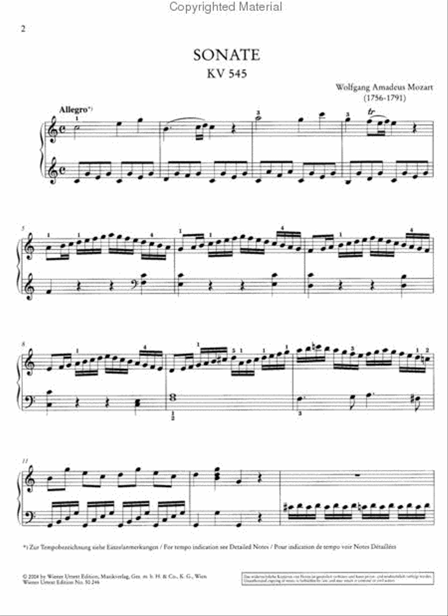 Piano Sonata in C major, K 545