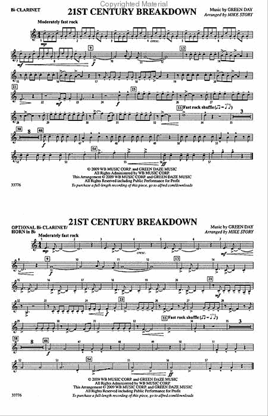 Green Day: 21st Century Breakdown Marching Band scores gallery preview page 4