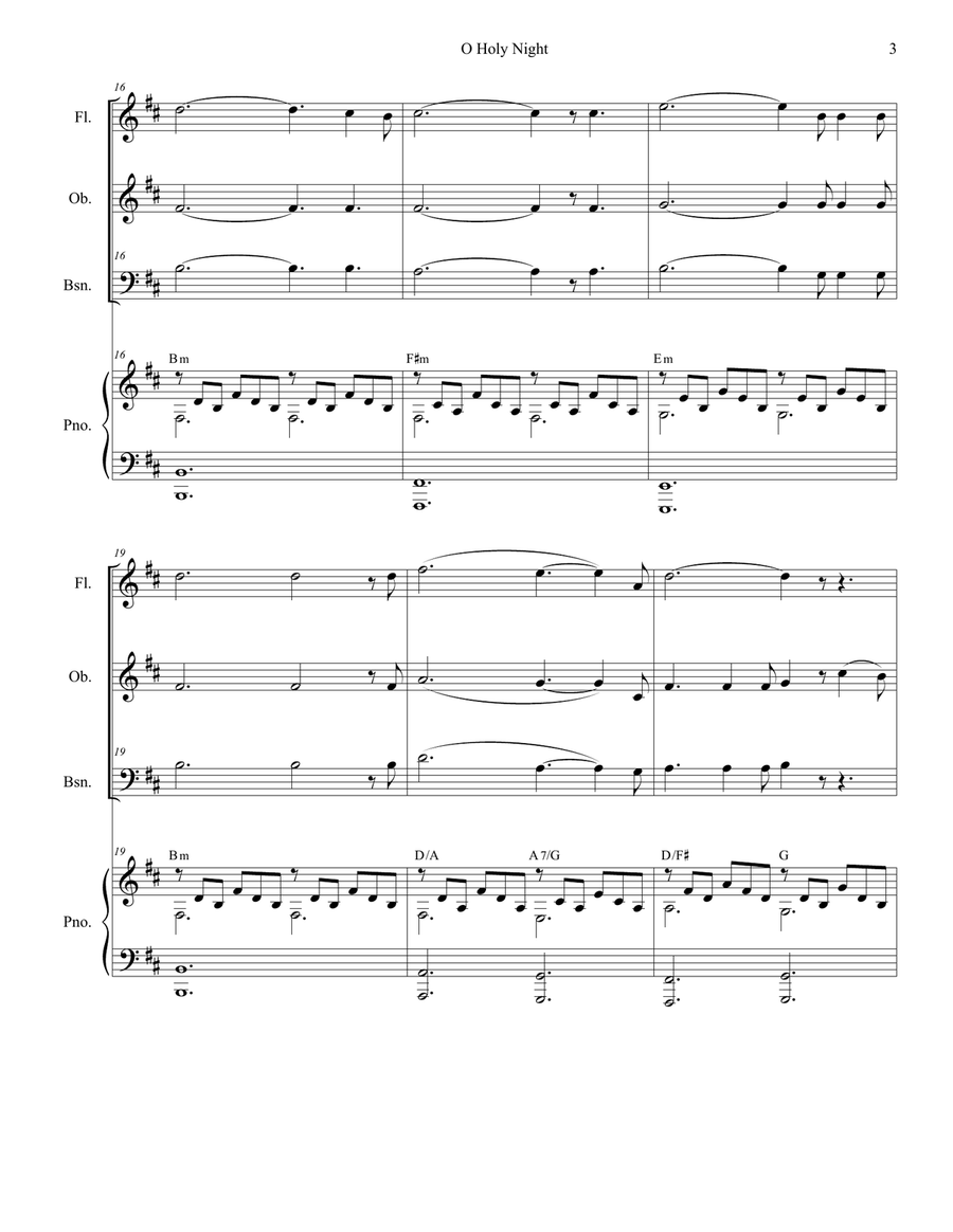 O Holy Night (for Woodwind Trio and Piano) Woodwind Trio scores gallery preview page 4