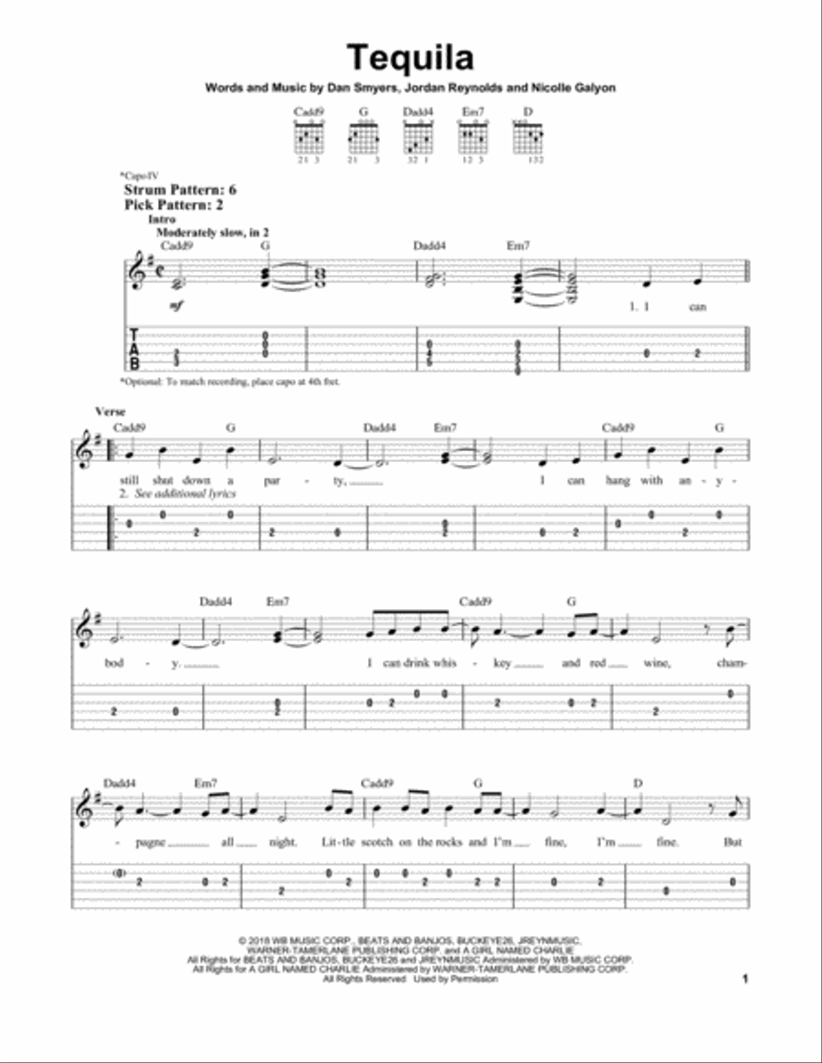 Tequila Acoustic Guitar scores gallery preview page 1