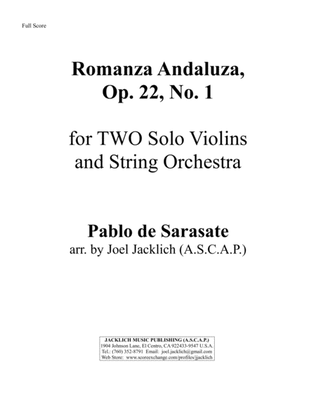 Romanza Andaluza, Op. 22, No. 1 for TWO Solo Violins and String Orchestra